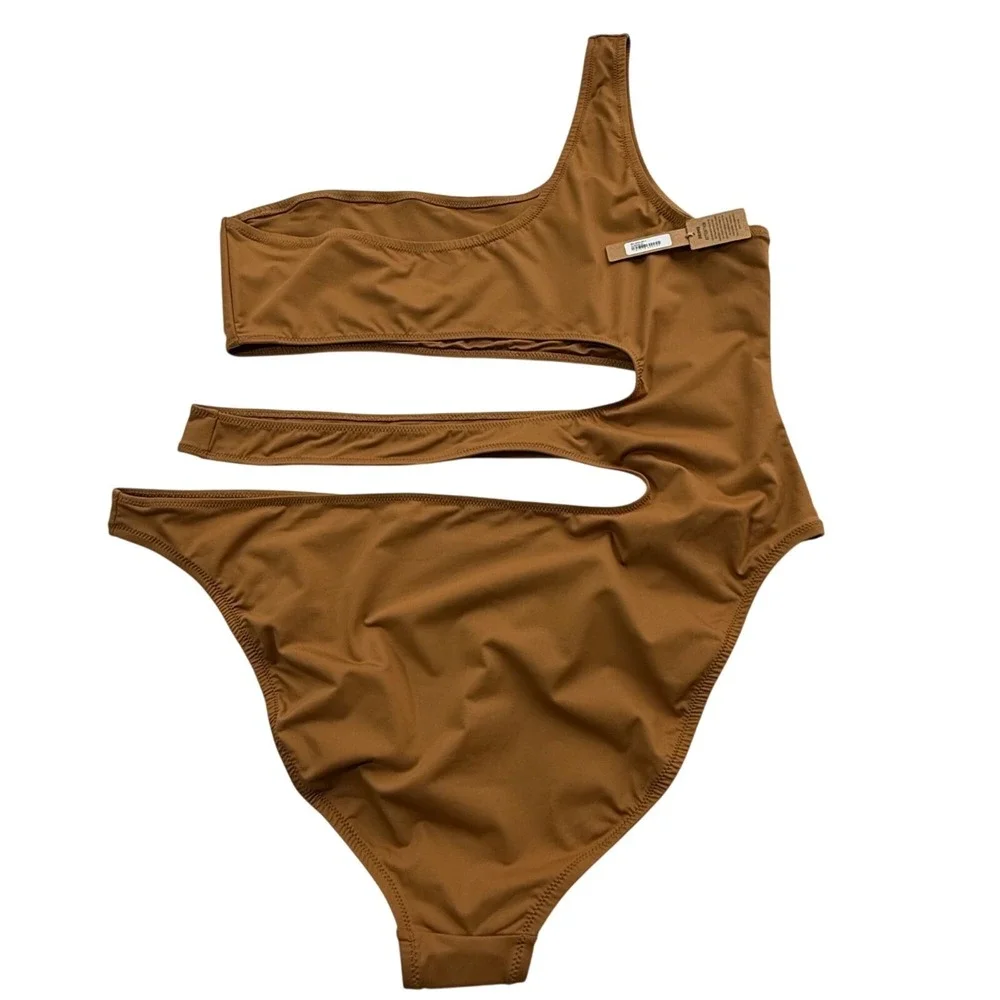 SKIMS Swim One Shoulder Monokini Almond 3X‎